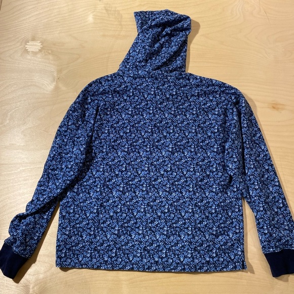 J. Crew Blue Floral Hoodie with White Drawstrings Medium (DV) - Picture 14 of 14